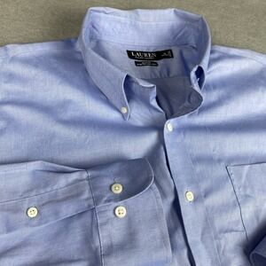 Ralph Lauren Stretch Fabric Slim Fit Dress Shirt Men 2XL 18 34/35 Blue Non Iron